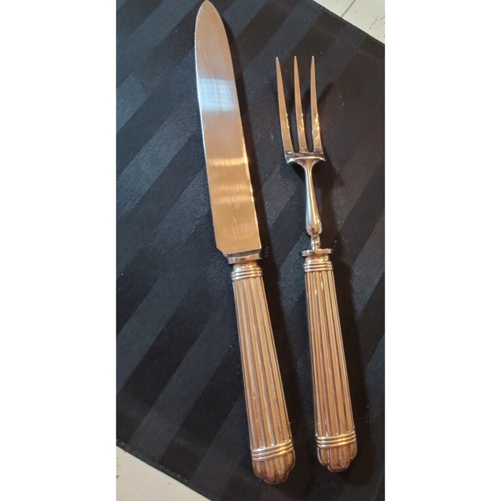 Aria Silverplate 1984 By CHRISTOFLE FRANCE Large 2 Piece Roast Carving Set